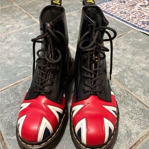 Dr. Martens Black and Red Boots with Union Jack